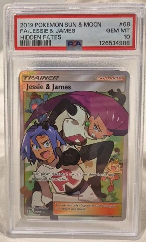 Pokémon TCG Jessie & James Hidden Fates Holo Full Art Ultra Rare 68/68 Psa 10