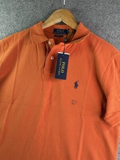 Polo Ralph Lauren Orang Mesh Short Sleeve Polo Shirt Mens Medium Custom Slim Fit