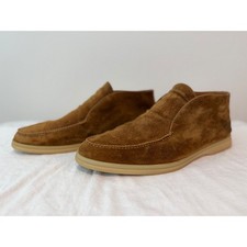 Loro Piana Open Walk Suede Ankle Boots Brown Italian Leather Mens Euro 46