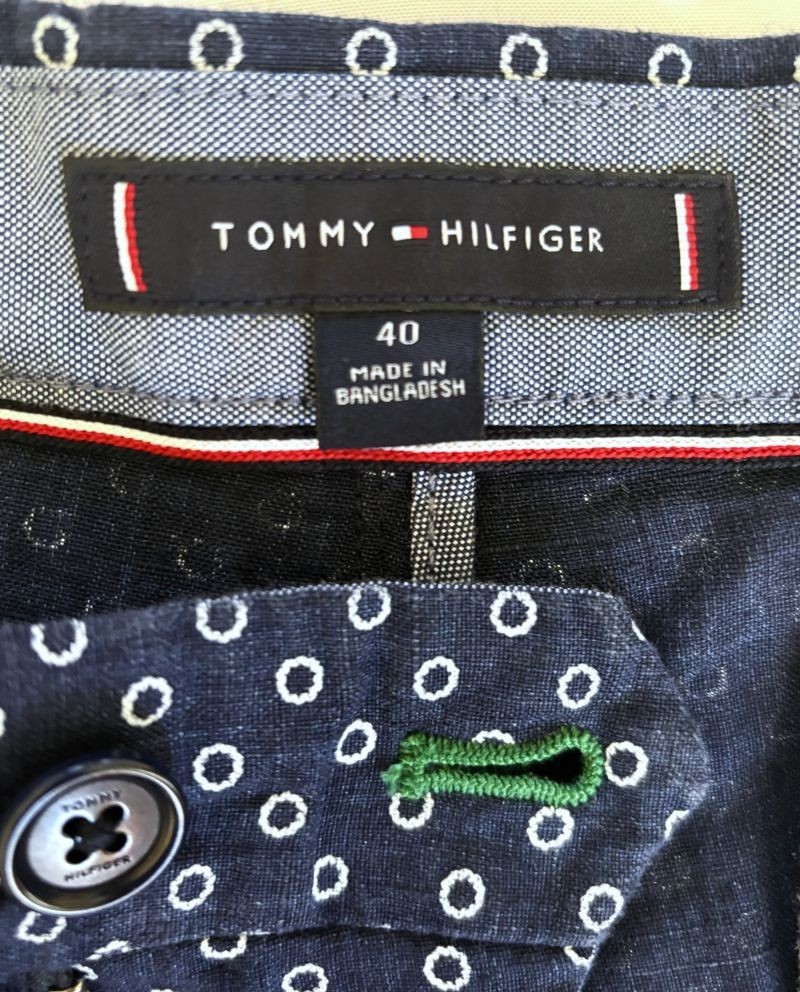 Men's W40 XXL Linen Hilfiger Navy Blue White Geo Print 'Brooklyn' Shorts Stretch thumbnail 7