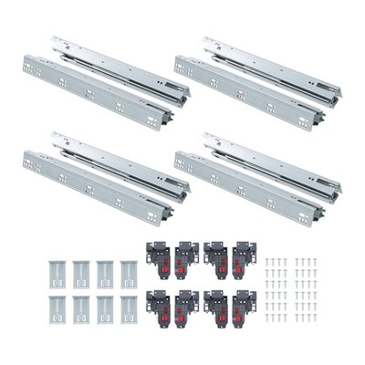 Soft Close Drawer Slides 4 Pairs,18 Inch Drawer Slides Bottom Mount Hidden 100LB