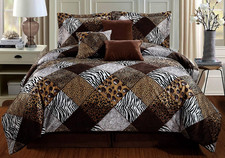 Safari Animal Print 7-Piece Queen Comforter Set with Pillows  Bed Skirt