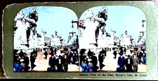 1904 World's Fair St. Louis Stereoview   General View of The Pike, Color
