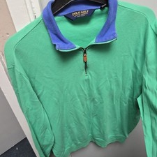 Polo Golf Ralph Laren Half Zip Junper Sweatshirt Green Uk Size M