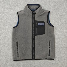 Vineyard Vines Vest Youth Small 8-10 Gray Sherpa Fleece Full Zip Logo Pockets