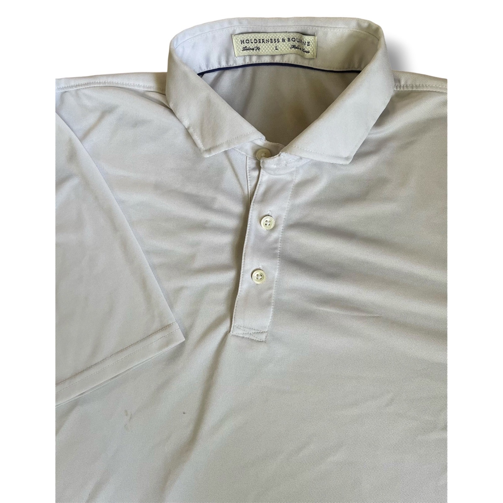 Holderness & Bourne Mens Tailored Fit Polo Shirt White Kenmure Logo Large L