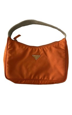 Vintage Prada Tessuto Nylon Schultertasche   Orange