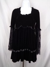 Killstar Prudence Black Velvet Lace Ruffle Dress Size XS Goth Vamp Witchy
