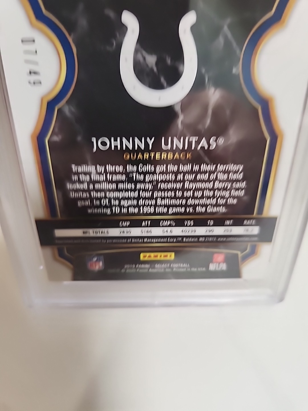 2019 Panini Select Orange Prizm #22 Johnny Unitas PSA 10 !/49 PSA Gem MINT Pop 2 view 5