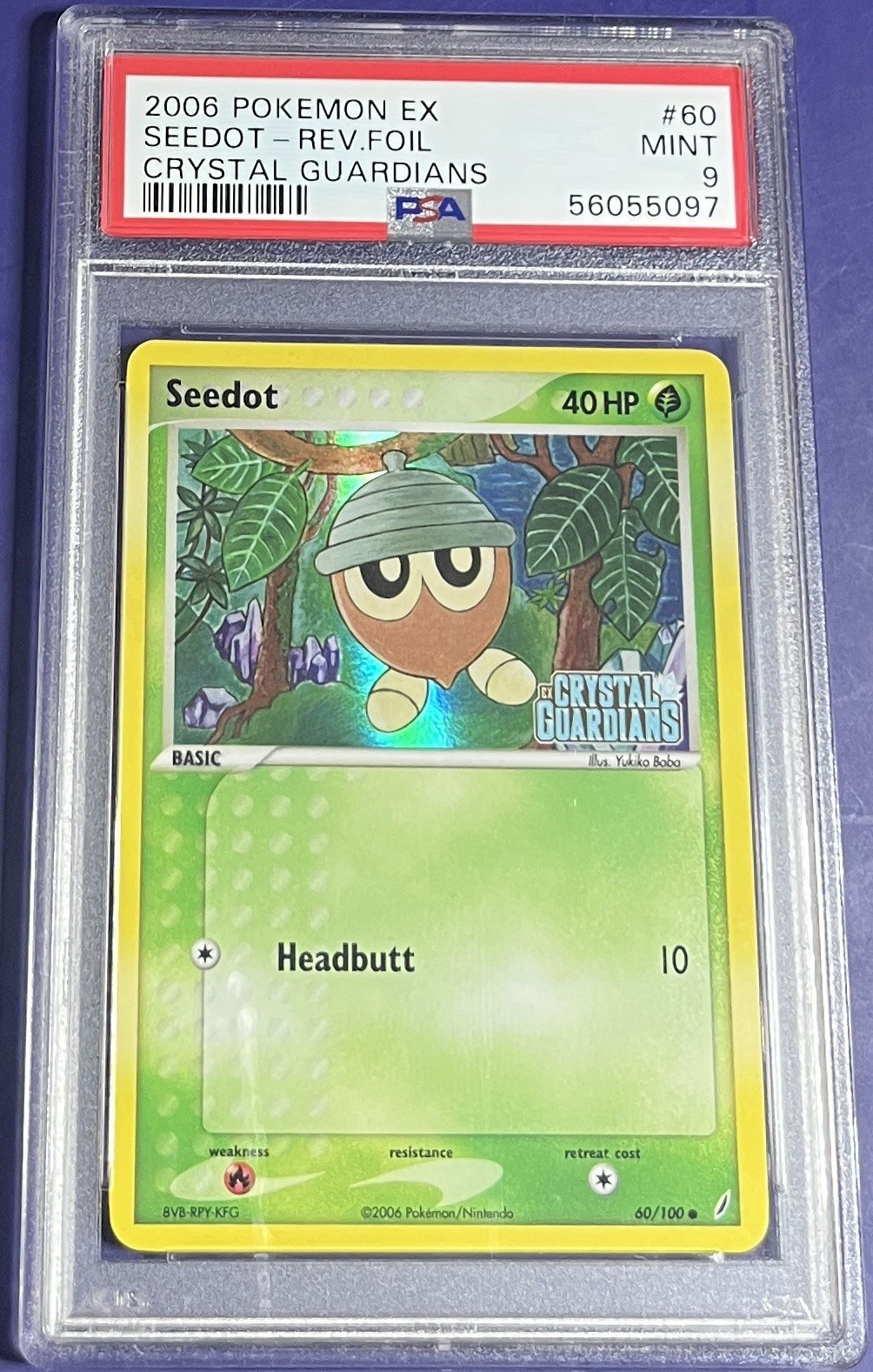 PSA 9 Seedot 60/100 EX Crystal Guardians Reverse Holo Foil Pokemon 2006