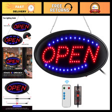 Ultra Bright Led Open Sign With Remote - Flashing Steady Modes Timing Functio