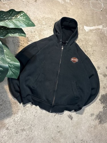Harley-Davidson Men's V-Twin Power Embroidered Zip-Up Hoodie Black XXL