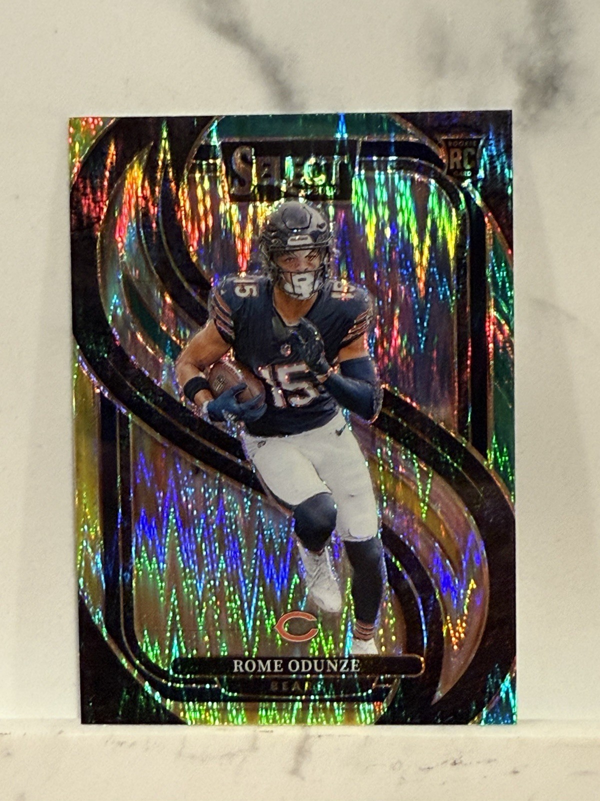 2024 Panini Select - Premier Level Rome Odunze #136 Green & Yellow Shock Prizm