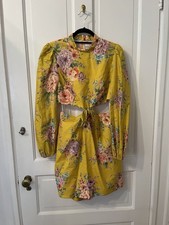 NWT Zimmermann Zinnia Bow Cutout Floral Dress in Golden Flo Size 8 MSRP $655