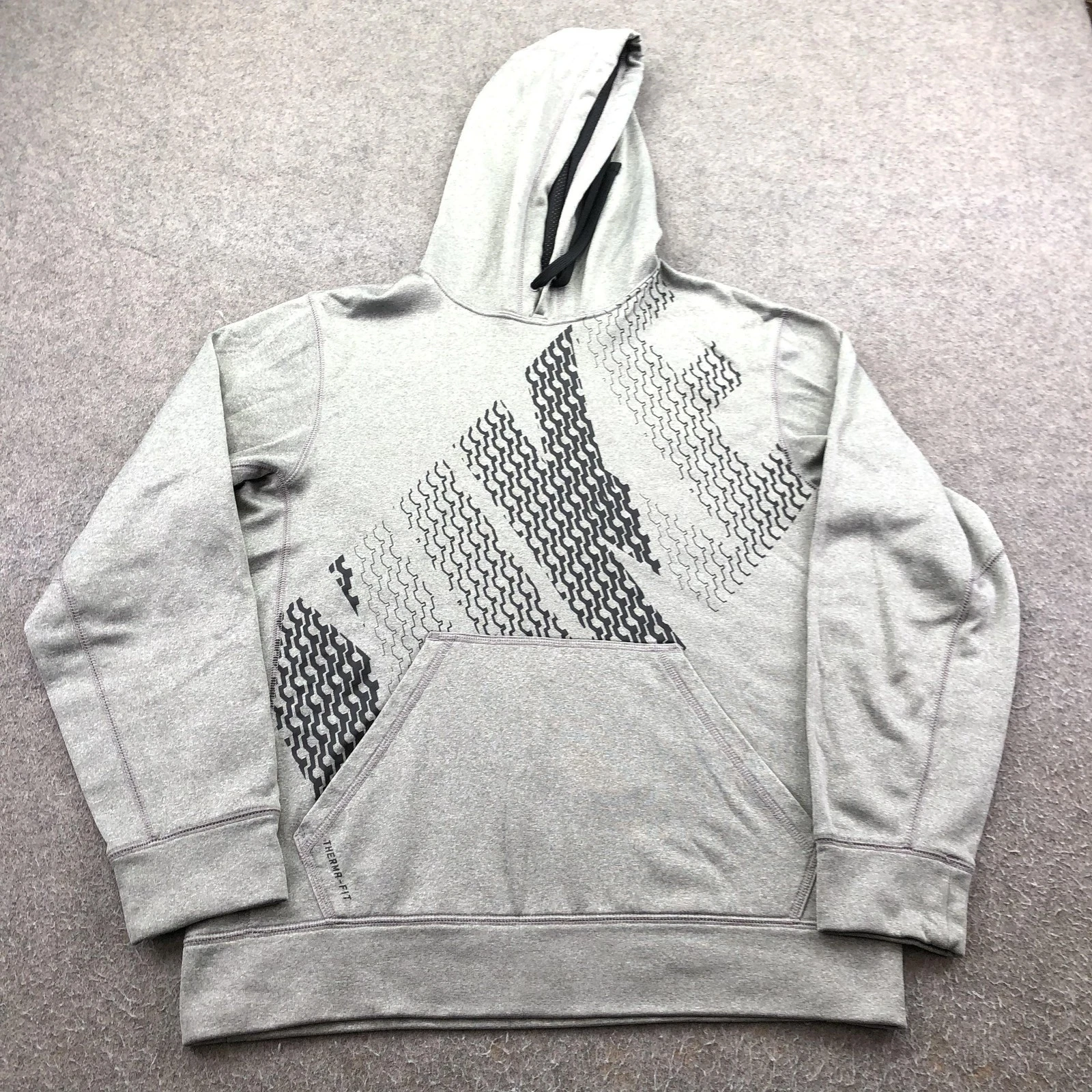 Nike Hoodie Mens Small Gray Pullover Fleece Sweatshirt Therma Fit NIKE Graphic