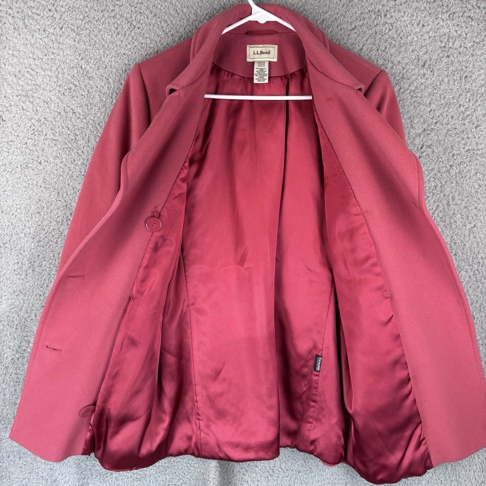 LL Bean Womens Wool Cashmere Blend Jacket Coat Size 6 Peacoat Coral Pink - Image 2 of 4