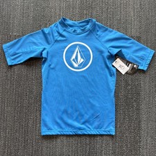 Youth Large Volcom Thrashguard Rashguard Lido Solid Blue Anti-UV UV Protection