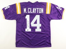 Camiseta deportiva firmada por Michael Clayton de los Tigres LSU (Beckett) campeón del Super Bowl XLVI W.R