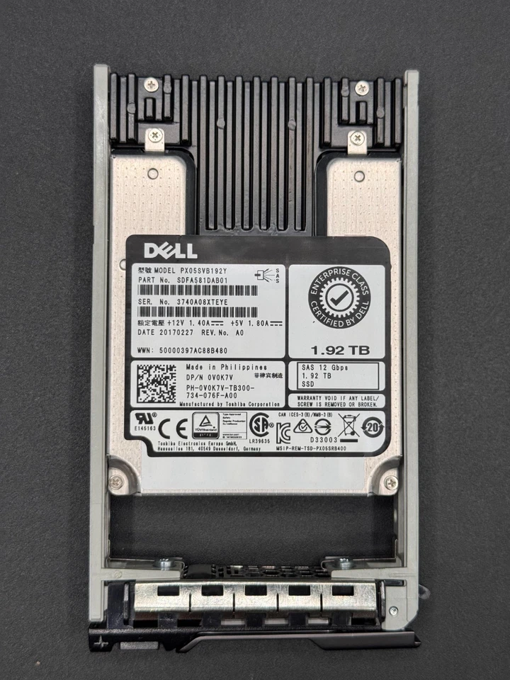 0V0K7V PX05SVB192Y Dell 192TB SAS 25 12G MU SSD health60 G2U Foto 3 de 4