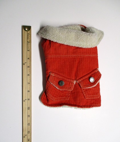 Pet Dog Clothes Small Orange Corduroy Fleece Collar Warm Vest Snaps *FREE SHIP