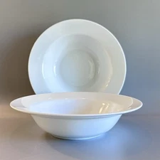 2 Pier 1 Luminous Porcelain White 8 1/2” Soup Pasta Bowls Set of 2