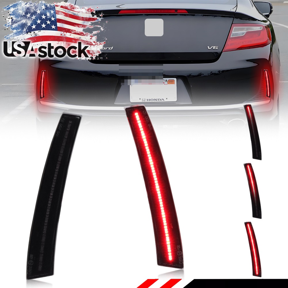 Smoke LED Tail Brake Bumper Reflector Light For 2016-2017 Honda Accord Coupe 2DR
