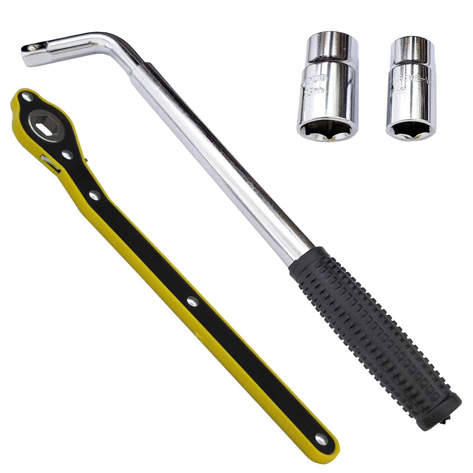 Chiave per raggi da 36-51 cm con inserti CR-V standard + chiave a cricchetto con