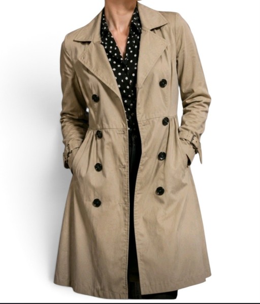 LINDY BOP Caitlyn Camel Double Breasted Trench Coat Size 8 