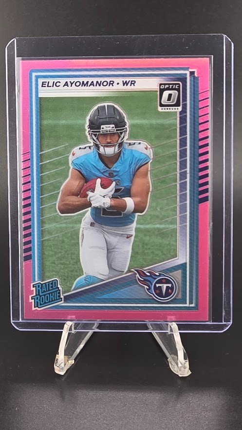 2025 Donruss Elic Ayomanor Rated Rookie Pink Optic Preview RC #339 Titans
