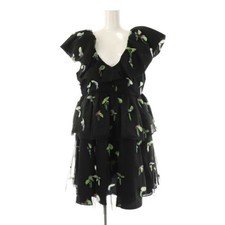 Ganni F7672 Motif Embellished Tiered Dress 36 Black Multicolor ES Used 121d0088f