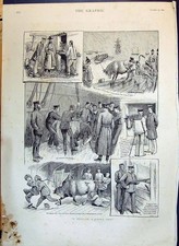 Alter Druck 1890 Stier China Laden Schiff Tiere Matrosen Krieg Rev. Henry White P 19th