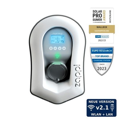 myenergi zappi Wallbox 11kW/22kW 2H22UW-T v2.1  inkl. Typ-2 Buchse - Weiß