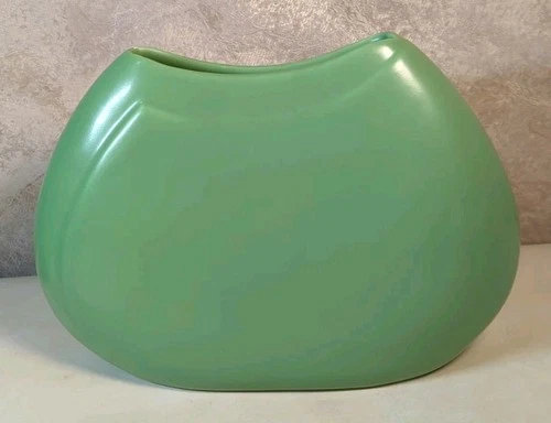 Vtg Y2k Haeger Pottery Abstract Vase Green Geometric Large Postmodern Flea Bite