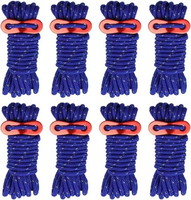 8 Pack 4mm Guy Lines Ultralight Tent Cords with Aluminum Adjuster Multicolor 