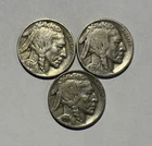 Lot of 3 Buffalo Nickels - Nice Full Date Coins - 1935P, 1936P & 1937P