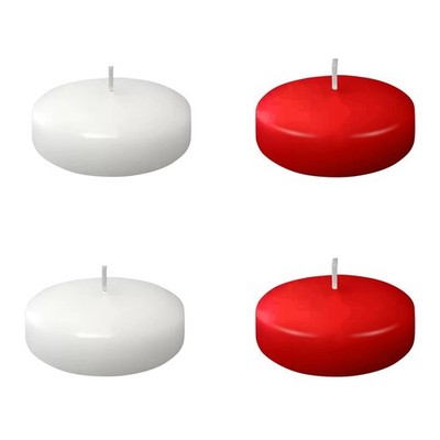 4 PCS White Red Floating Candles 3 Inch 10 Hours Burn Clean Unscented Valentine