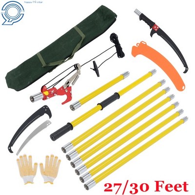 27/30 Feet Tree Trimmers Long Handle Pruner Sharp Steel Blade and Scissors Saws