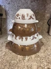 PYREX Early American Cinderella Complete Mixing Bowl Set: # 441, 442, 443 & 444