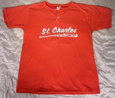 St. Charles Vintage Baseball Tshirt #16 Red Size M Made In USA