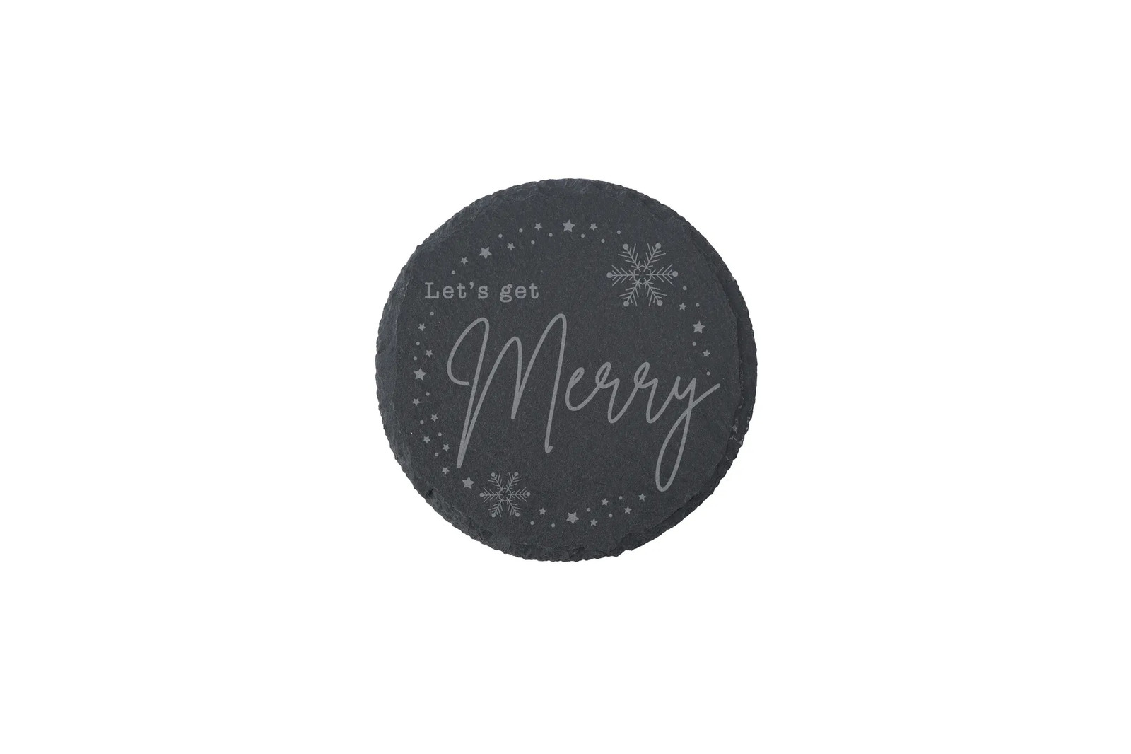 Round Slate Coaster 'Let's Get Merry' Christmas Home Decor