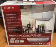 Sony AM FM 3 CD Kitchen Clock Radio Under Cabinet Mount ICF-CDK70