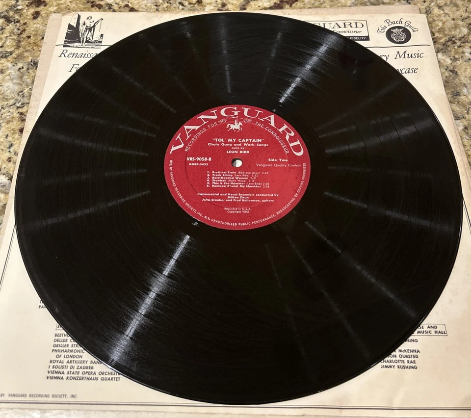 Leon Bibb~Tol' My Captain~Chain Gang & Work Songs~Vanguard VRS-9058 LP - Image 4 of 4