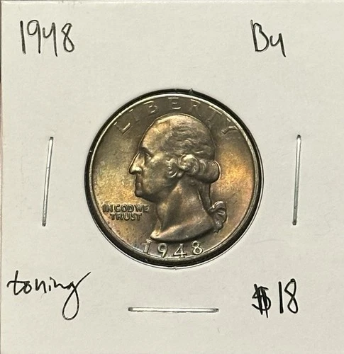 1948 Washington Quarter, Very Choice BU, Pretty Toning