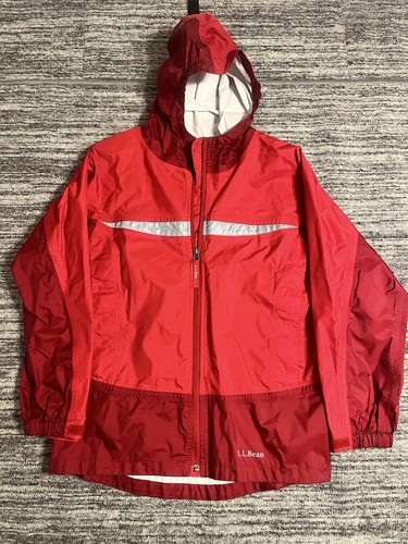 Boys L.L Bean Large 14/16 Trail Model Rain Shell Jacket Windbreaker Coat Pockets - Picture 1 of 19