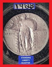🪙 1928 | 25c | STANDING LIBERTY SILVER QUARTER | ~ VF Details  🇺🇸 