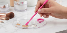 Set of 2 Clear Acrylic Makeup Palette with Spatula - Semicircle 5-well