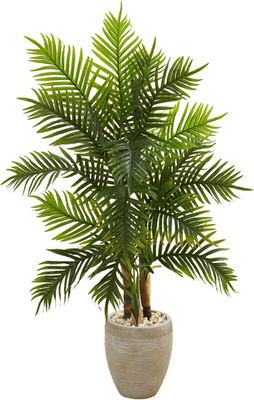 Real Touch 5Ft Areca Palm Artificial Tree in Sand Planter - Lifelike Decor