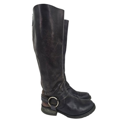 Steve Madden Judgemnt Leather Fleur-De-Lis Riding Boots Brown 8