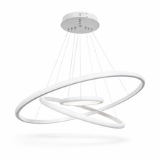 Lampadario LED Sospensione 3 Anelli 68W Switch Luce Soffitto Bianco Moderno