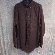 Arrow Men's Wrinkle Free Plaid Button-Up Shirt Brown Red Long Sleeve